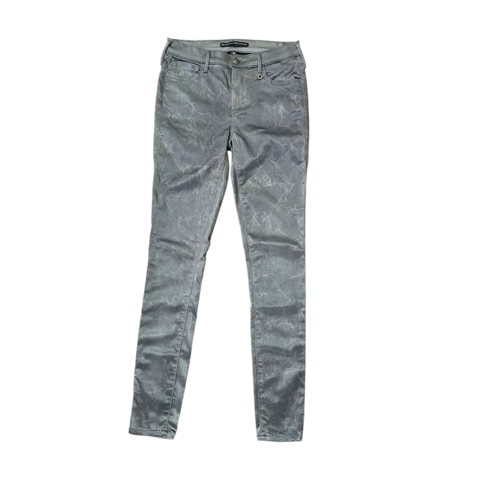 True Religion Joan Smalls Gray Metallic Stretch Skinny Jeans Size 26 Women